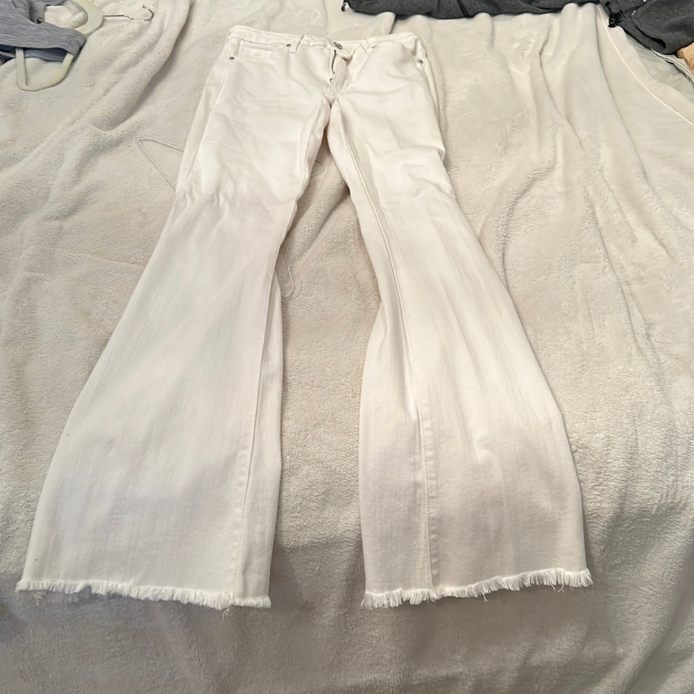 White flare jeans